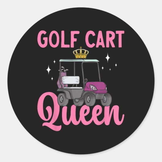 Sticker Rond Golf Panier Queen Golfing Golf Panier Golf (Devant)