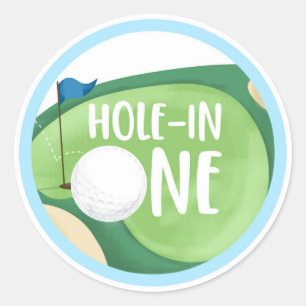 Sticker Rond Golf Par-Tee Cupcake Boy Anniversaire Trou en un