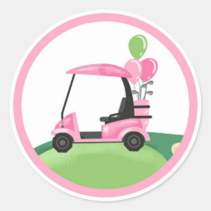 Sticker Rond Golf Par-Tee Cupcake Girl Birthday Trou en un Cla