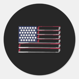 Sticker Rond Golf Patriotique Américain Clubs de Golf 4 Juillet