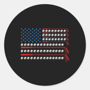 Sticker Rond Golf Patriotique Drapeau Usa Clubs De Golf 4 Juill
