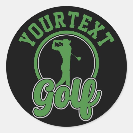 Sticker Rond Golf personnalisé AJOUTER NOM Retro Pro Golfer Swi (Devant)