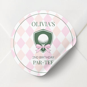 Sticker Rond Golf personnalisé pour filles rose mignon 2ème ann