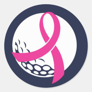 Sticker Rond Golf Pink Ribbon Sensibilisation au cancer du sein
