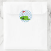 Sticker Rond Golf Plaid Blue White Preppy Country Club (Sac)