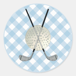 Sticker Rond Golf Plaid Blue White Preppy Country Club
