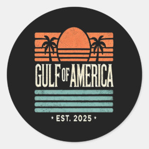 Sticker Rond Golfe De L'Amérique Sunset & Palm Trees Retro
