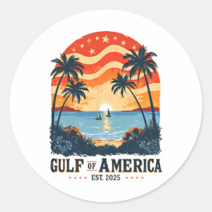 Sticker Rond Golfe de l'Amérique vintage Plage drôle Golfe de l