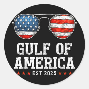 Sticker Rond Golfe Des Etats-Unis Depuis 2025 Rouge Blanc Et Bl