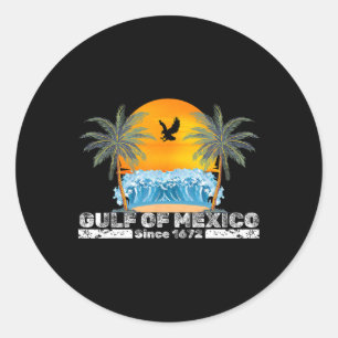 Sticker Rond Golfe Du Mexique Depuis 1672 Plage Vintage Golfe D