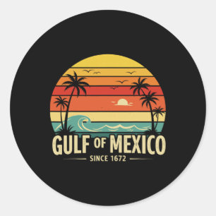 Sticker Rond Golfe Du Mexique Depuis 1672 Sunset Vibes Vintage 