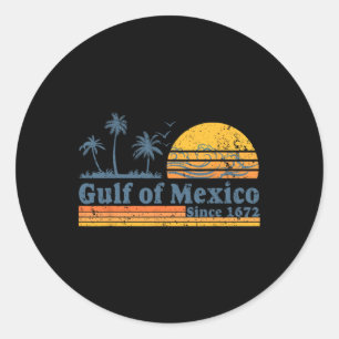 Sticker Rond Golfe Du Mexique Depuis 1672 Tee Retro Plage Vinta