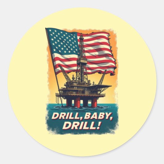 Sticker Rond Golfe du Mexique -Drill Baby Drill Politique Vinta (Devant)