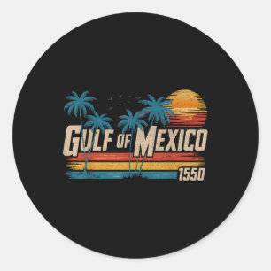Sticker Rond Golfe Du Mexique Est 1550 Plage Vintage Rétro Golf
