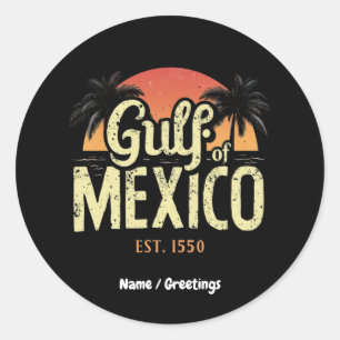 Sticker Rond Golfe du Mexique est. 1550 Retro Beach Vibe Vintag