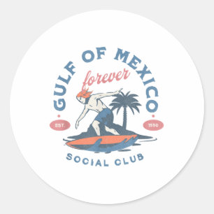 Sticker Rond Golfe du Mexique Forever Social Club Plage Surfer