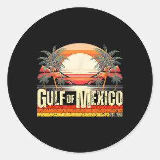 Sticker Rond Golfe Du Mexique Forever Vintage Beach Retro Sunse
