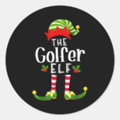 Sticker Rond Golfer Christmas Elf Matching Pajama X-mas Party (Devant)