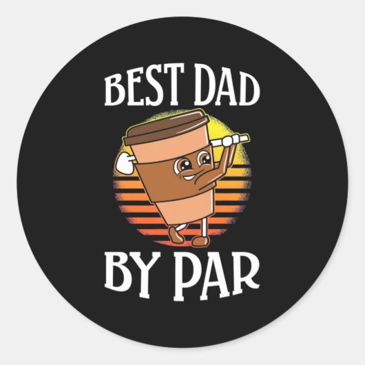 Sticker Rond Golfer Meilleur papa Par Par Par (Devant)