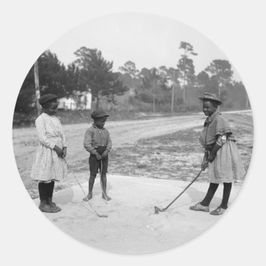 Sticker Rond Golferinos African American Children Golf c1905 (Devant)