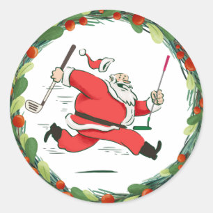 Sticker Rond golfeur GOLF SANTA Claus pour la fête de Noël