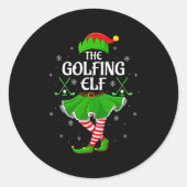 Sticker Rond Golfing Elf Christmas Girls Women Elf Squad Xmas F (Devant)