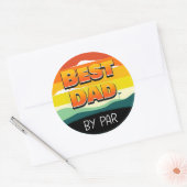 Sticker Rond Golfing Golfeur papa meilleur papa par pair (Enveloppe)