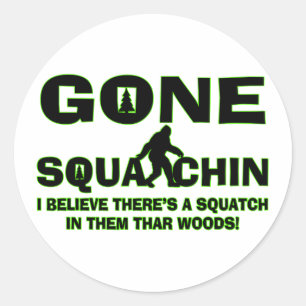 Sticker Rond Gone Squatching Bigfoot À Woods