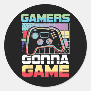 Sticker Rond Gonna Game Vidéo Joueur Jouer Drôle