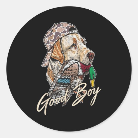 Sticker Rond Good Boy Tee Duck Hunting Labrador Retriever For M (Devant)