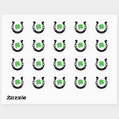 Sticker Rond Good Luck Horseshoe Cloverleaf - Shamrock (Feuille)