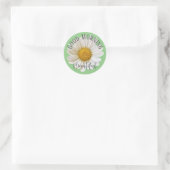 Sticker Rond Good Morning Beautiful White Daisy Sage Green (Sac)