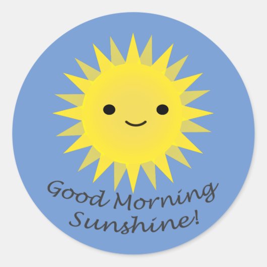 Sticker Rond Good morning Sunshine Cute Kawaii Sun (Devant)