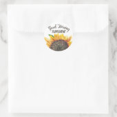 Sticker Rond Good Morning Sunshine Jaune Brown Tournesol Blanc (Sac)