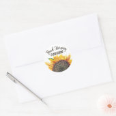 Sticker Rond Good Morning Sunshine Jaune Brown Tournesol Blanc (Enveloppe)