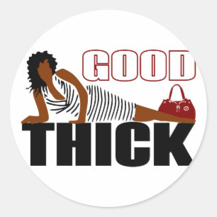 Sticker Rond Good Thick - Femme en robe rayée noire