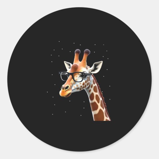 Sticker Rond Good Time Hipster Giraffe T-Shirt Men's Women's Ch (Devant)