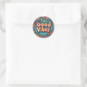 Sticker Rond Good Vibes coloré Super Hippie Retro (Sac)