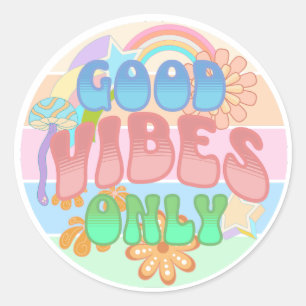 Sticker Rond Good Vibes uniquement Retro Vintage