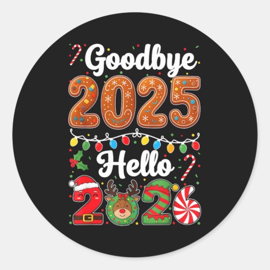 Sticker Rond Goodbye 2025 Hello 2026 Happy New Year's Eve Chris (Devant)