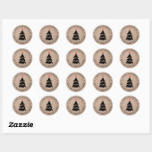 Sticker Rond Goodies de Noël rustique Coeur Personnalisé (Feuille)