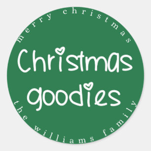 Sticker Rond Goodies de Noël - Vert personnalisé