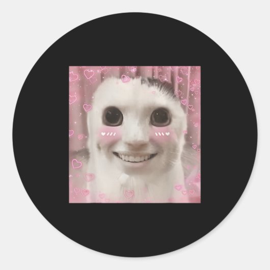 Sticker Rond Goofy Ahh Chat Mème Devoir Maudit Weirdcore Cringe (Devant)