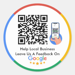Sticker Rond Google Avis   Aide Classe de code QR d'entreprise 