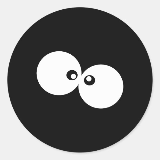 Sticker Rond Googly Eyes, Funny Eyes, noir et blanc (Devant)