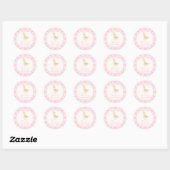 Sticker Rond Goose nursery rhymes baby shower pink personalized (Feuille)