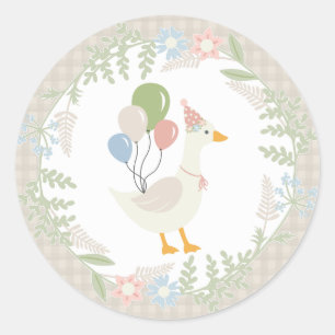 Sticker Rond Goose soie beige florale En vichy Faveurs
