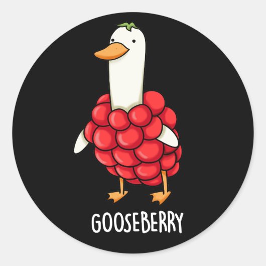 Sticker Rond Gooseberry Funny Berry Pun Dark BG (Devant)