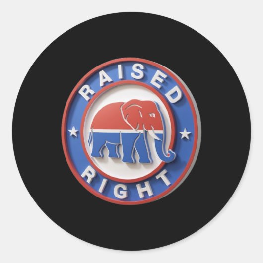Sticker Rond Gop Elephant Marches Proudly Raised Right Legacy (Devant)