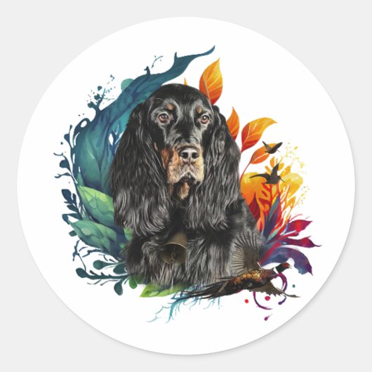 Sticker Rond Gordon Setter (Devant)